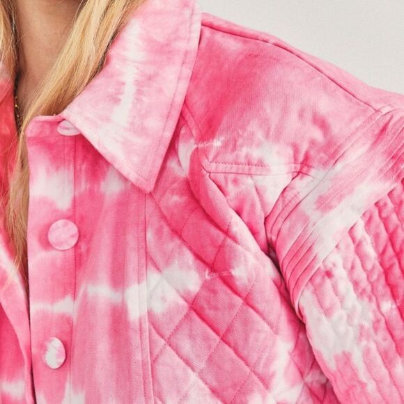 Love shack fancy tie dye guilted jean jacket, M - Picture 5 of 16